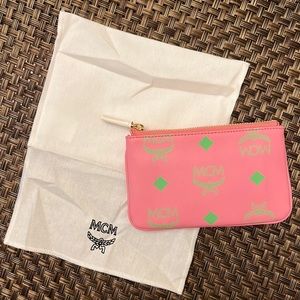 MCM key pouch in color splash logo leather